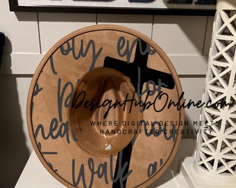 Cross and Prayer Hat Design - Wide Brim Laser and Hand-Burn File