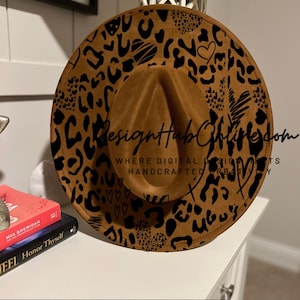 Leopard Print and Hearts Hat Design - Wide Brim Laser and Hand-Burn File