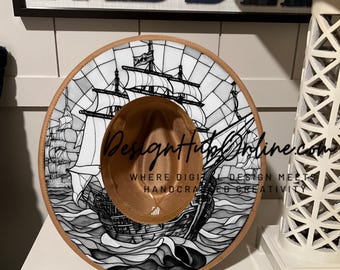 Diseño de sombrero de barco vintage: ala ancha, archivo grabado a mano y con láser