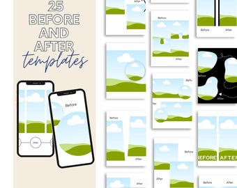 25 plantillas de Instagram de antes y después editables en Canva para coaches, creadores y marcas de transformación