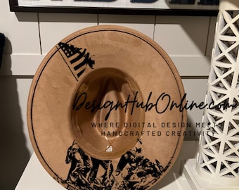 Design de chapéu de Iwo Jima - arquivo de laser e queima manual de aba larga