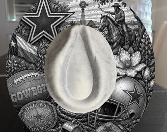 Cowboys Hut mit breiter Krempe Brennendes Design (Laser & Handgebrannt PNG)