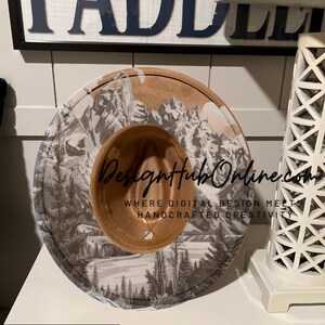Diseño de sombrero de las Montañas Humeantes: ala ancha, archivo grabado a mano y con láser
