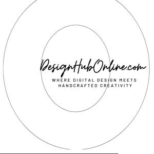May include: A white graphic with three concentric circles. The text "DesignHubOnline.com" is in the center, with the tagline "WHERE DIGITAL DESIGN MEETS HANDCRAFTED CREATIVITY" below it. The words "WIDE BRIM SVG TEMPLATE" are at the bottom.
