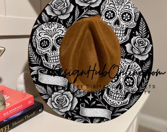 Diseño de sombrero de Muertos - Archivo de ala ancha grabado a mano y con láser