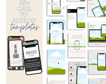 Más de 25 plantillas de Canva de llamada a la acción. Publicaciones sociales editables que convierten los desplazamientos en clics.
