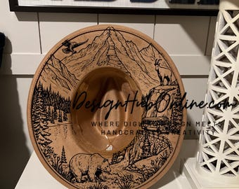 Glacier Park View Hat Design - Wide Brim Laser and Hand-Burn File