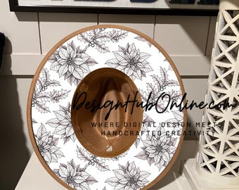 Poinsettias Hat Design - Wide Brim Laser and Hand-Burn File