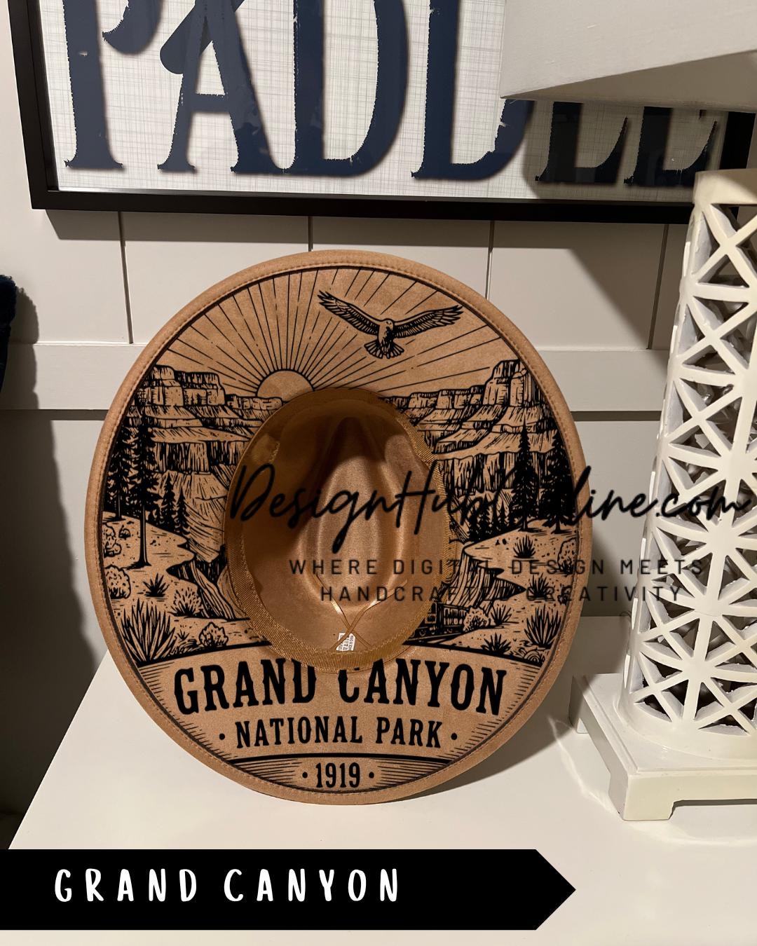 Grand Canyon View Hat Design - Wide Brim Laser and Hand-burn  display picture 2