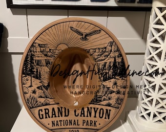 Diseño de sombrero con vista al Gran Cañón - Archivo para láser y grabado a mano de ala ancha