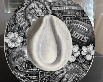 Design de boné de aba larga Ford Field em chamas (PNG gravado a laser e com queima manual)