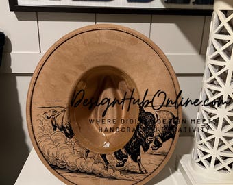 Diseño de sombrero de bisonte - Archivo para láser y grabado a mano de ala ancha