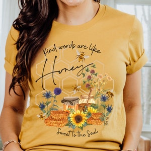 Christian Bee Shirt Proverbs Bible T-shirt Gift for Christian Beekeeper Kind Words tshirt Wildflower Honey Shirt for Christian Woman Floral