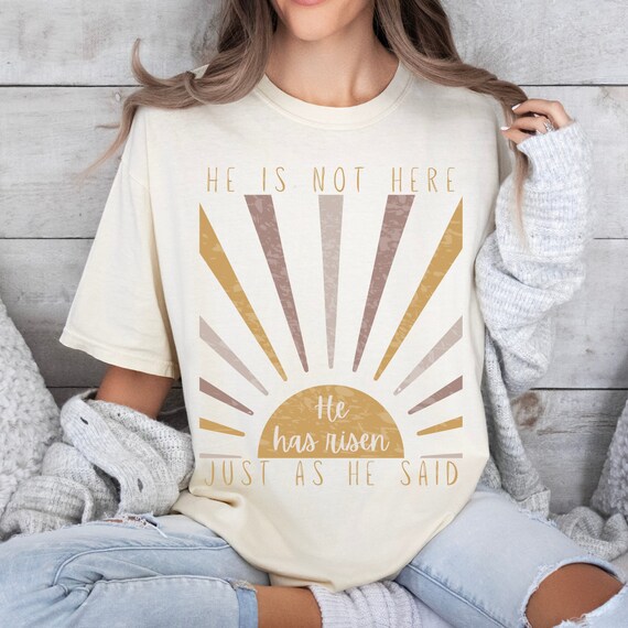 He Has Risen Resurrection Day Shirt for Christian Easter Boho Woman Shirt with Bible Verse TShirt Jesus Has Risen Cross Shirt for Easter Tee