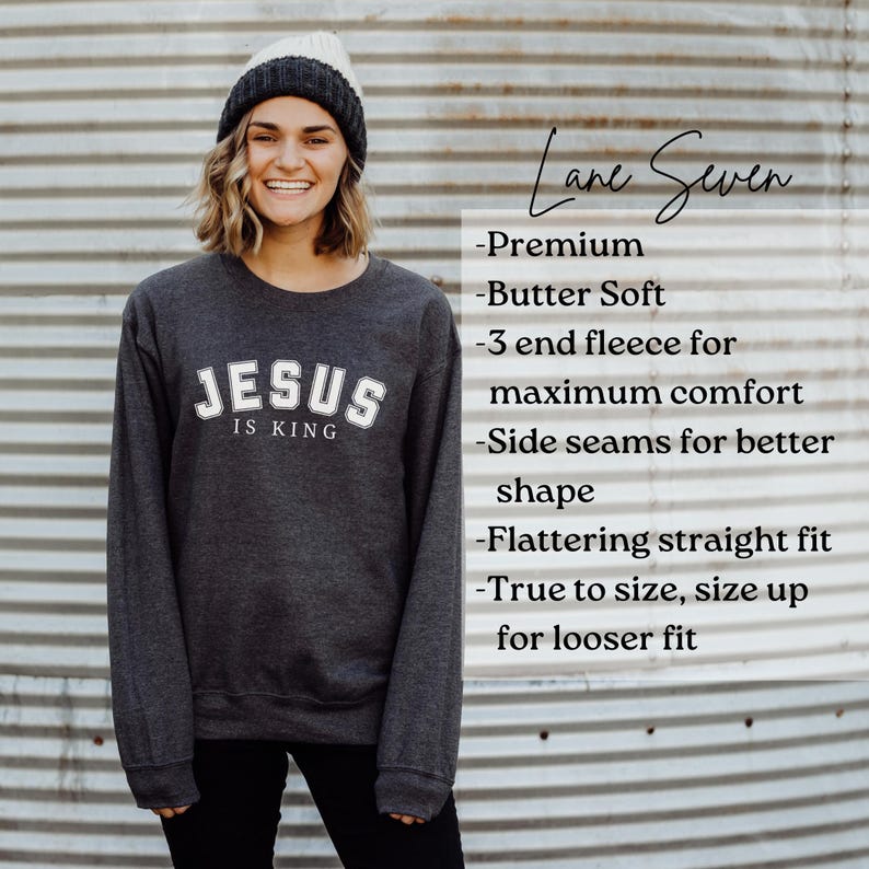JESUS is King Sweatshirt, Soft Christian Crewneck Sweat Shirt