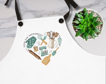 Reformed Wife Feed The Patriarchy Apron Homemaker Anti-Feminism Biblical Womanhood Gift for Her Mother's Day Cooking Apron Christian Trad