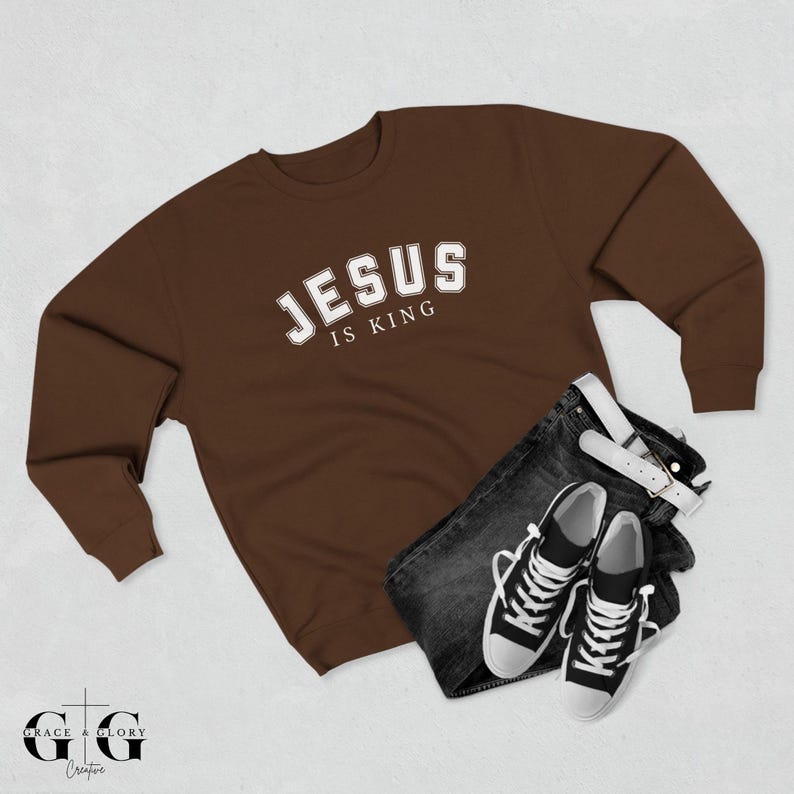 JESUS is King Sweatshirt, Soft Christian Crewneck Sweat Shirt