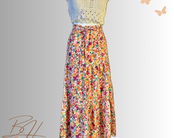 Floral Print High waisted Maxi / Boho / Hippie Skirt