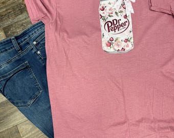Women’s Graphic T-Shirt | Dr Pepper Shirt | Cute bow Shirt