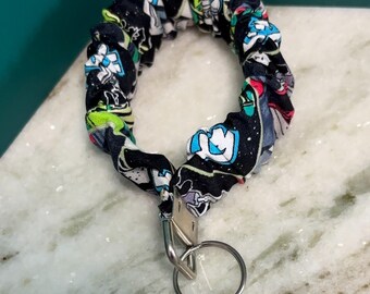 Handmade scrunchie keychain | fabric key on wristlet | key holder bracelet