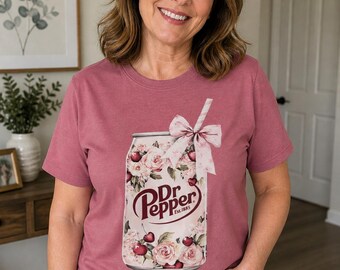 Women’s Graphic T-Shirt | Dr Pepper Shirt | Cute bow Shirt