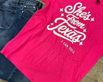 Women’s Graphic T-Shirt | She’s from Texas Shirt | Cute Western Shirt