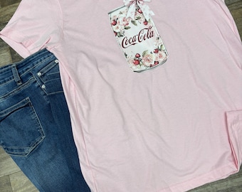 Women’s Graphic T-Shirt | Cocoa-Cola Shirt | cute bow and flower Shirt