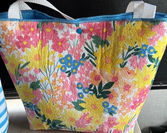 Handmade Large Tote Bag | Shoulder Bag | Weekend Tote | Reusable Fabric Tote Made from Dish Drying Mats
