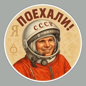 Adesivo rotondo Gagarin da 3 pollici in vinile