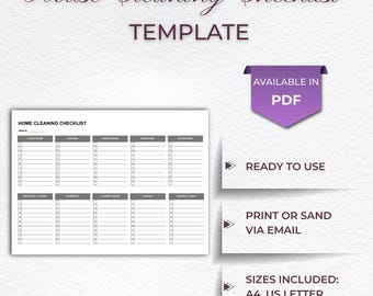 Home Cleaning Checklist: Printable Cleaning Tracker (Instant Download)