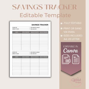 Ersparnisse-Tracker Vorlage: Druckbarer Zielplaner (PDF)