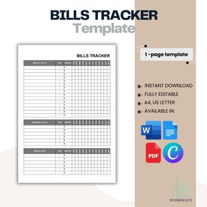 Plantilla de seguimiento de facturas: herramientas de presupuesto editables (descarga digital)