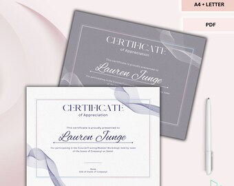 Printable Certificate Template: Appreciation, Attendance, Achievement (PDF)