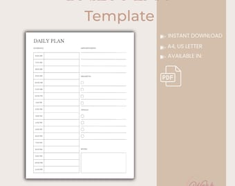 Daily Plan Printable Template: To-Do List, Task Organizer (PDF)
