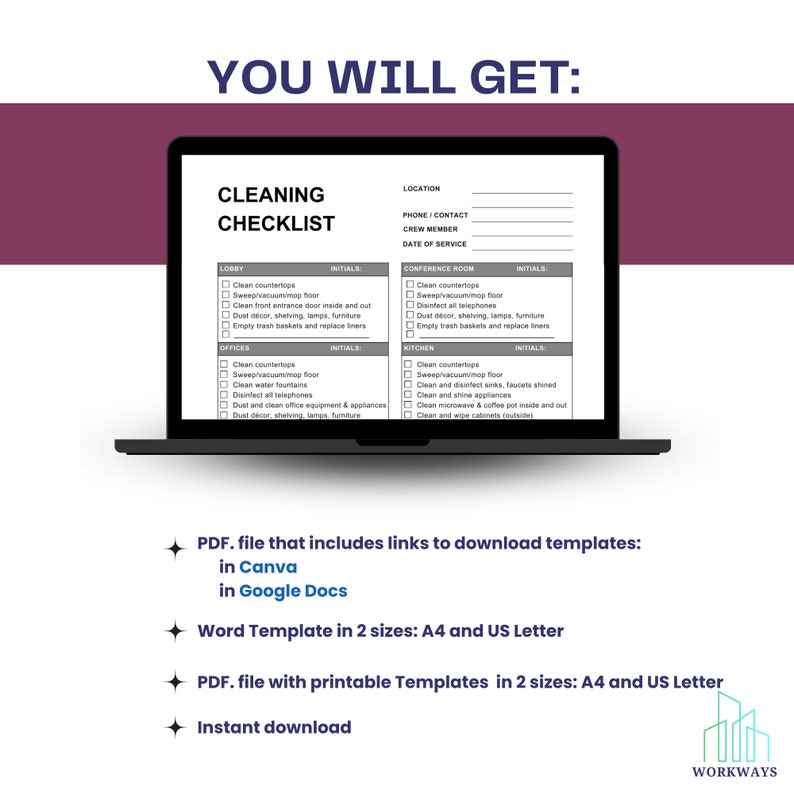 Cleaning Checklist Template | Cleaning Schedule | Professional Cleaning ...