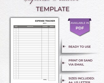 Printable Expense Tracker Template: A4, US Letter (PDF Download)