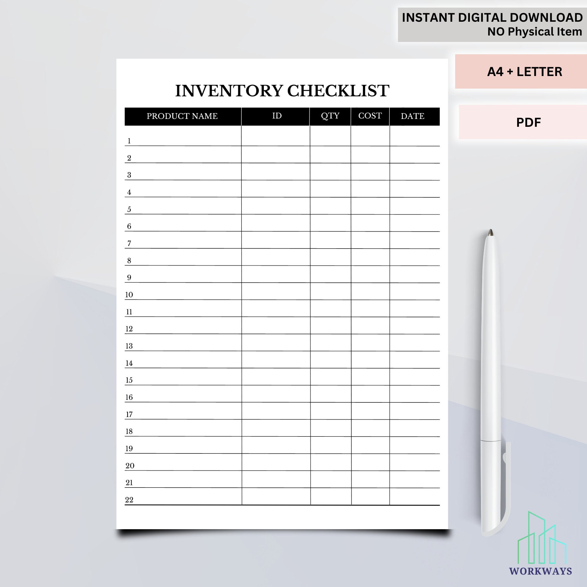 Inventory Tracker Inventory Sheet Inventory Management Etsy
