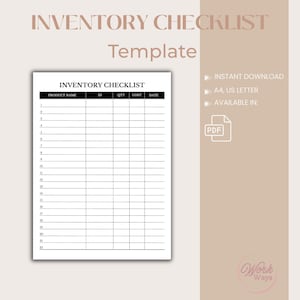 Inventory Checklist Template | Printable Inventory Sheet, Inventory Tracker (PDF)