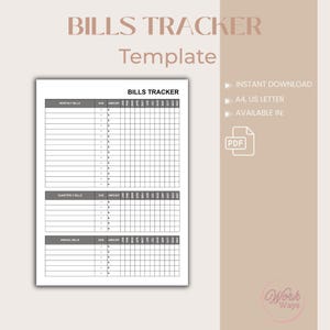 Seguimiento de facturas / Seguimiento de gastos / Organizador de facturas / Herramientas de presupuesto / Plantillas imprimibles