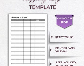 Shipping tracker | Shipping log | Orders delivery tracker | Small business delivery template | Instant download