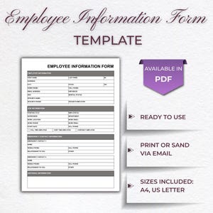 Modelo de Formulário de Informações do Funcionário (Download Imediato)