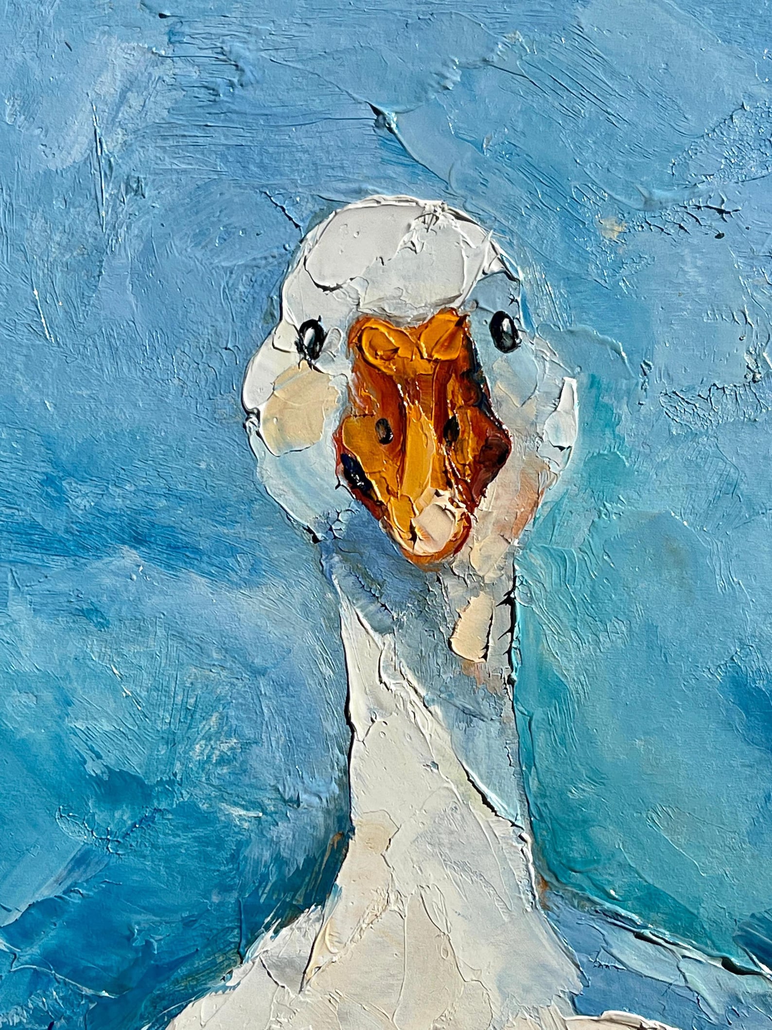 goose-painting-original-art-funny-bird-wall-art-white-goose-oil