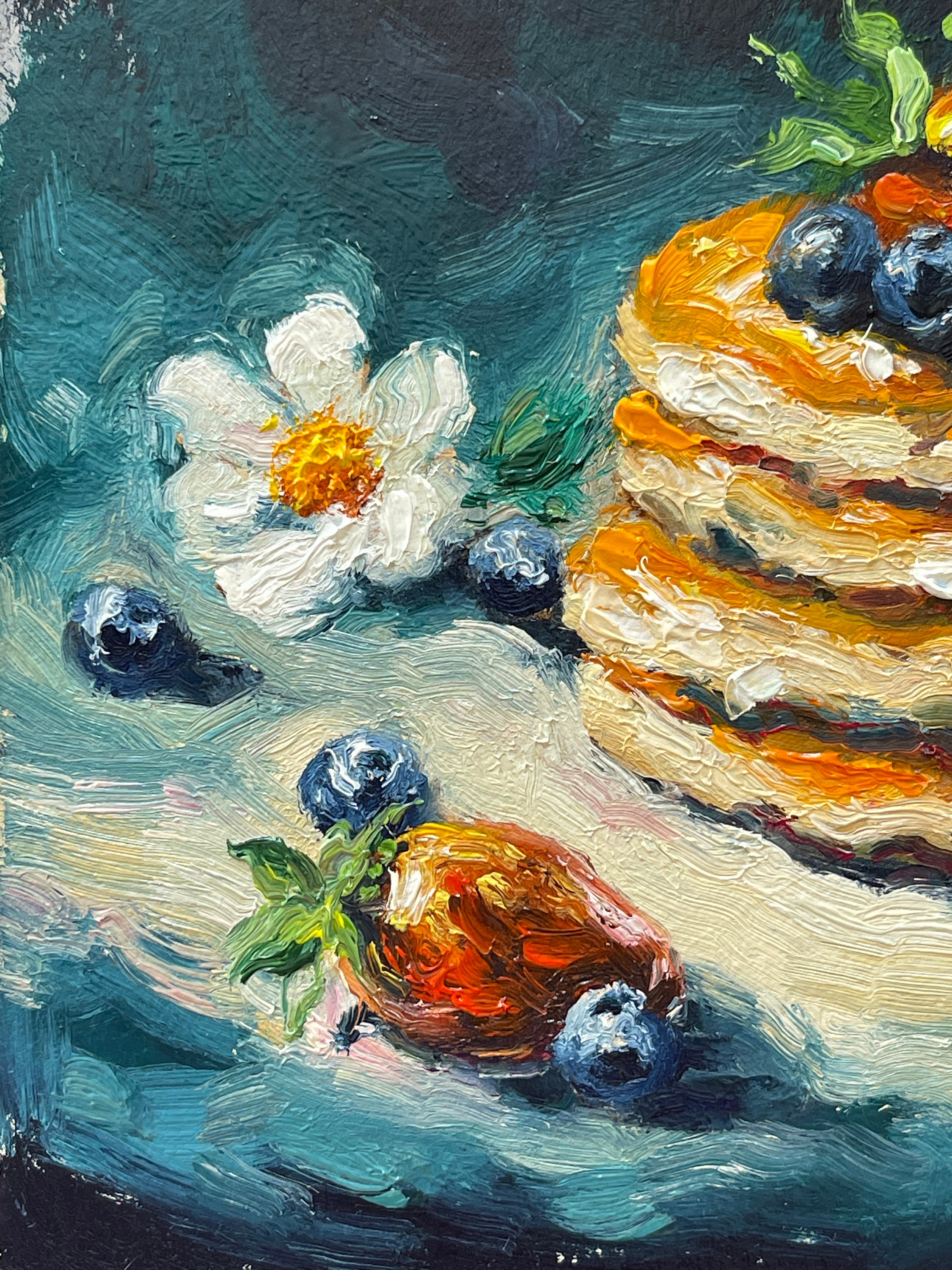 Pancakes Painting Kitchen Wall Art Pancake Impasto Semi Abstract ...