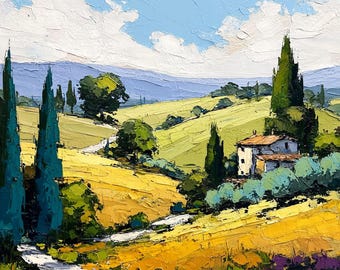 Tuscany Painting: Italian Landscape Art, Original Impasto Oil Painting by LiudmylArts