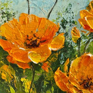 California Poppy Painting Original Art Vibrant Oil Painting Orange ...