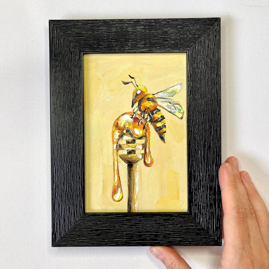 Bee Painting Original Artwork Honeybee Oil Painting Bee Impasto Oil ...