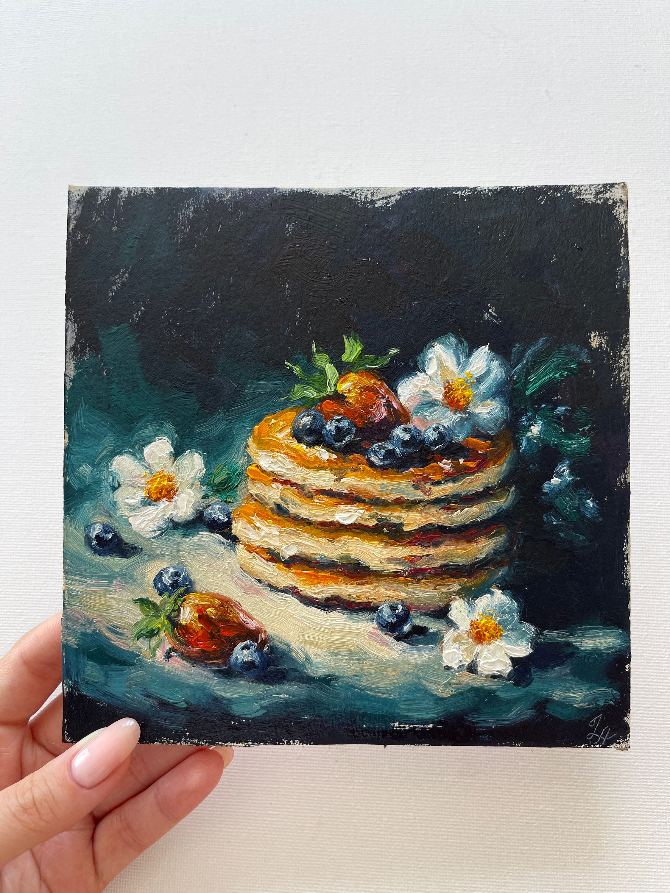 Pancakes Painting Kitchen Wall Art Pancake Impasto Semi Abstract ...