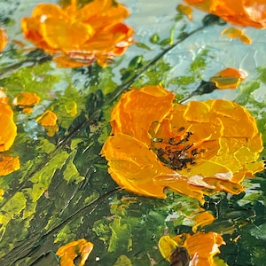 California Poppy Painting Original Art Vibrant Oil Painting Orange ...