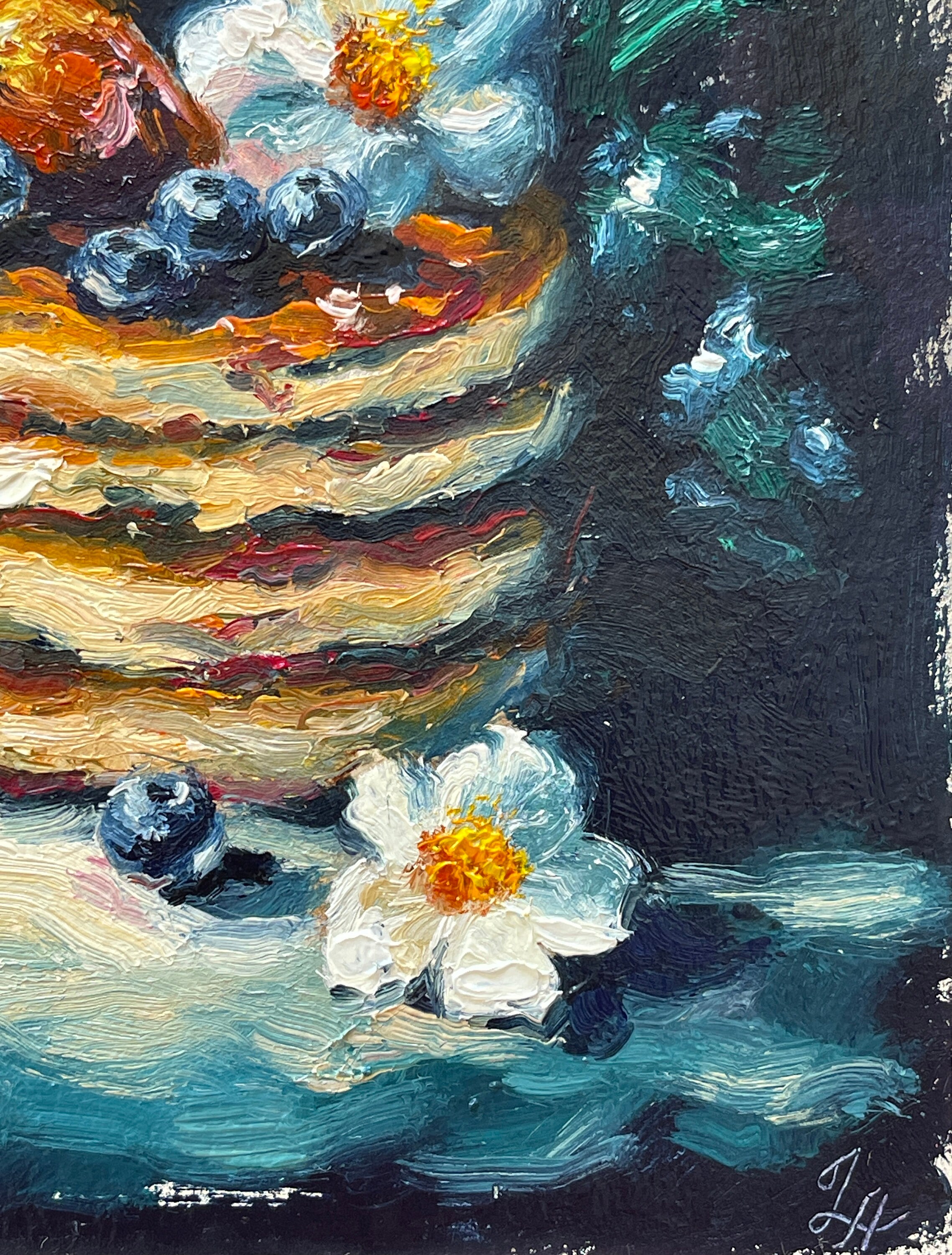 Pancakes Painting Kitchen Wall Art Pancake Impasto Semi Abstract ...