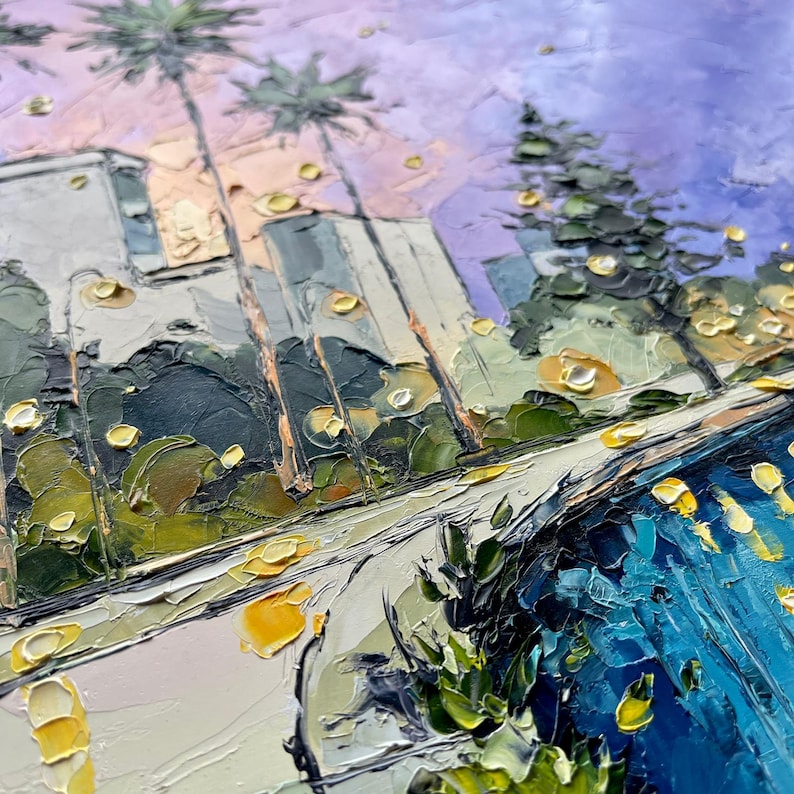California Painting: Original Coastal Art, Cityscape Oil Painting image 8